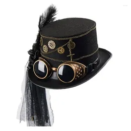 Berets Top Hat Lady With Rose Chain Gear Goggles Head Wear Cosers Costume Headwear For Industrial Age