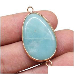 Pendant Necklaces Natural Gem Emperor Stone Amazonite Loose Bead Connector Diy Necklace Bracelet Earring Jewellery Accessories Gift Drop Dhmre