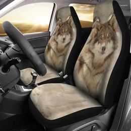 Car Seat Covers Grey Wolf Wolves Prints Art-Car Accessories Gift For Her Custom Made Co