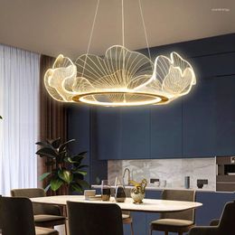 Chandeliers Nordic Lotus Leaf Pendant Lamp Led Postmodern Light Luxury Living Room Chandelier Modern Minimalist Dining Bedroom Decor