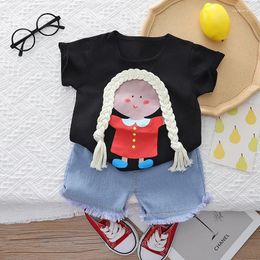 Clothing Sets 2024 Summer Baby Girl Clothes 9 To 12 Months Outfit Korea Style Cartoon Printed Short Sleeve T-shirts And Shorts Children's