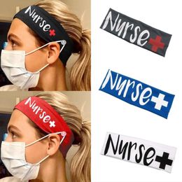 Headband with Buttons Face Mask Holder Elastic Head Wraps Women Yoga Sports Hair Bands Ear Protection for Doctors Nurses 212C