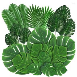 Decorative Flowers 21Pcs Hawaii Artificial Palm Leaf Fake Plant Bouquet Home Room Table Decor Garden Baby Birthday Party Wedding Decoration