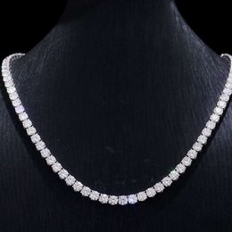 2022 Hot Sale Custom Chain 5Mm Round Moissanite Diamond Tennis Necklace Men's Party Jewellery 20 Inch