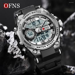 Wristwatches OFNS Top -style Dual Display Men Watches Waterproof Sports Digital Watch Military Man Alarm Stopwatch Quartz Wristwatch