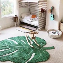 Carpets Colourful Leaf Carpet Luxurious Microfiber Green Area Rugs For Bathroom Room Non-slip Soft Bath Mats With Design Home