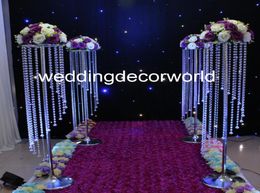 120cm Wedding Crystal Centerpiece Walkway Aisle Decoration Acrylic Flower Stand Tall Table Chandelier decor4637478465