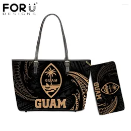 Bag FORUDESIGNS Brand Design Women Shoulder And Purse 2pcs Set Polynesian Guam Tribal Printing Ladies Party Totes Handbags
