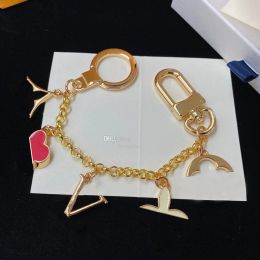 Lanyards Gold Letter Key Chains Luxury designer Keyrings Lovers Bag Accessories Car Key Holder For Men And Women Bag Pendants Gift