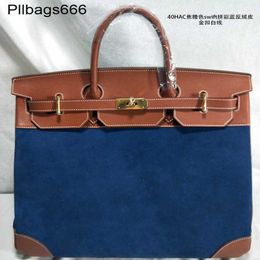 Tote Bags Hac 40cm Handbags Designer Bag Handmade Platinum Full Leather Canvas Unisex Handbag Large Capacity Cowhide Mens Travel