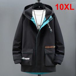 Men's Jackets Black Camping Jacket Men Long Windbreak Coat Plus Size 10XL Fashion Casual Cargo Male Outerwear Big