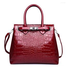 Bag The Bright-faced Women's Handbag Cross-border Crocodile-print Large 2024 Fashion Lock One-shoulder Sloping Briefcase