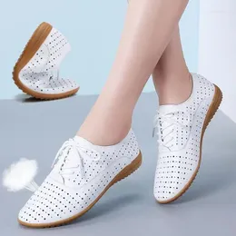 Casual Shoes Genuine Leather 2024 Summer Loafers Women Moccasins Soft Pointed Toe Ladies Footwear Flats White