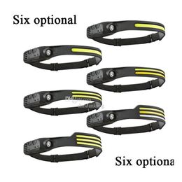 Headlamps Cob Led Headlamp Sensor Headlight Strong Light Sile Flashlight Usb Rechargeable Headlights For Outdoor Cam Fishing Head Lamp Dhyuh