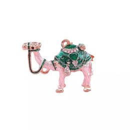 Personality Diamond Camel Shape Alloy Key Chain Bag Headphone Pendant Small Dog Key Ring Accessories Gift
