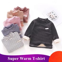 Fleece Lining Thick Toddler Boys Girls Sweatshirts Warm Autumn Winter Coat Sweater Baby Long Sleeve Outfit Tracksuit Kids Shirt 240515
