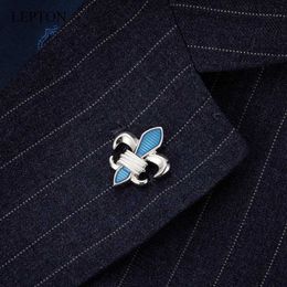 Cuff Links Lepton Fleur De Lis Cufflinks Blue Fleur De Lis Brooch Mens Fathers Day/Valentines Day/Friends/Wedding/Anniversary/Birthday Gift