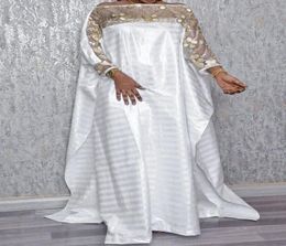 Casual Dresses Women Loose Long Dress Kaftan Patchwork White Sequined See Through Celebrate Event Occasion African Female Robes Go9440793