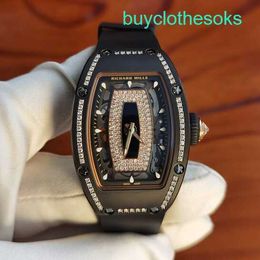 RM Racing Wrist Watch Rm07-01 Black Ceramic Hollow Dial with Diamond Black Lips Womens Watch Automatic Machinery Swiss Famous Watch Luxury Watch