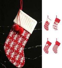 1pcs Christmas Stockings Wool Socks Red White Elk Gift Bag Jewellery Knitting Christmas Knitted Stocking Tree Hanging1538126