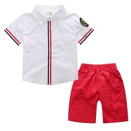 Clothing Sets 2 items of clothing sets for small boys t-shirt with floral pattern sets of tops + short pants new fashionable suits RT-220 Y240515