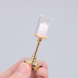 New 1:12 Dollhouse Miniature Retro Table Candlestick Furniture Accessories For Doll House Decor Kids Pretend Play Toys