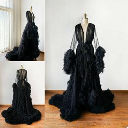 Maternity Robes Evening Dresses Tulle Bathrobe for Photo Shoot Birthday Party Bridal Fluffy Maternity Dress Custom Made Gown 326E