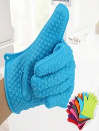 Kitchen Microwave oven mitt Baking Gloves Thermal Insulation Anti Slip Silicone FiveFinger Heat Resistant Safe Nontoxic Gloves3384393