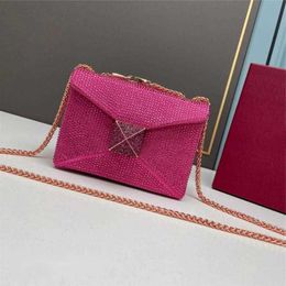 10A Fashion Underarm With Inlaid Shoulder Chain Rivet Flap Large Diamond Women's Versatile Bag Bag Leather One Crystal Crossbody F Ojqm