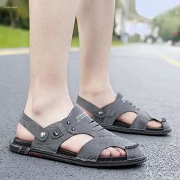Men's Anti-odor Summer Sandals 2024 Leather Soft Sole Anti-slip Casual Dual-use Beach Shoes Tide 560 d 146f