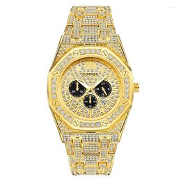 Wristwatches Original CURDDEN Big Brand Golden Watches For Men Fashion Alloy Band Hip Hop Diamond Date Quartz Watch Montres De Marque Luxe