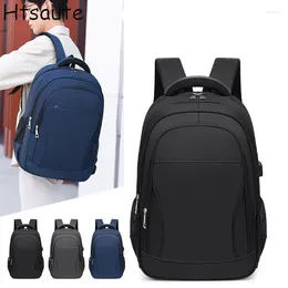 Backpack USB Charging Large-capacity Student School Bag Solid Colour Material Oxford Men Multi-functional Simple