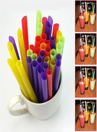 Whole100Pcs Multicolor Plastic Jumbo Large Drinking Straws For Cola Drink Smoothie Milk Juice Birthday Wedding Decor Party S236S2673916