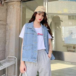 Women's Vests Streetwear Korean Fashion Denim Vest For Women Spring Summer Autumn Selling Ladies Casual Waistcoat Female Wholesale