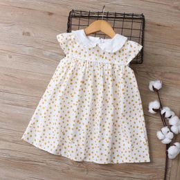 Girl Dresses Full Print Dot Pure Cotton Girls Dress Summer A-Class Children's Princess 2024