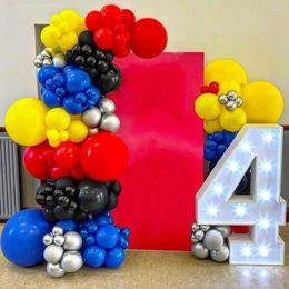 Party Decoration Red Blue Black Balloon Kit Yellow Metal Silver Balloons Garland Arch Kids Birthday Baby Shower Background Decor