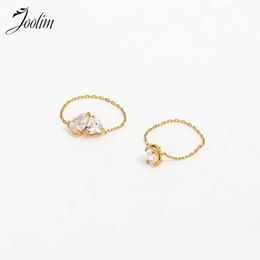 Band Rings Joolim Jewelry Wholesale High end PVD Tar free Personalized Fine Chain Oval Zirconia Stainless Steel Fingers R for Women J240516