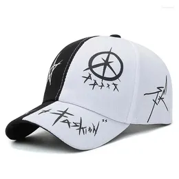 Ball Caps Trendy Color Block Baseball Cap For Men And Women - Adjustable Hip Hop Hat With Letter Graffiti Design