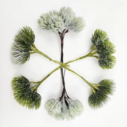 Decorative Flowers 12cm Artificial Pine Branch Green Fake Plants For Desktop DIY Wedding Birthday Party Decorations Home Decor