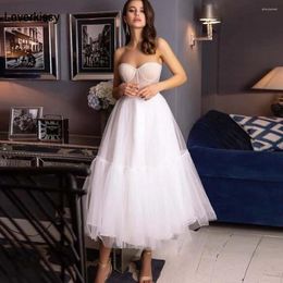 Party Dresses Loverkissy STRAPLESS Tulle A Line Prom Corset Formal Evening Gowns -Length Beach Bohomia Sweet 16 Dress Short