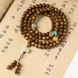 Strand Vietnam Hoi An Agarwood Hand String 108 Transfer Beads Buddha Bracelet 68mm Men And Women Couples Rosary Necklace