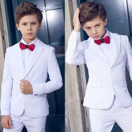 Handsome Two Buttons Notch Lapel Kids Formal Wear Designer Boy Wedding Suit Boys Attire Custom Made Jacket Vest Pants 280k
