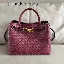Andiamo Latest 8-line Buckle Tote Bag Real Leather Woven Women Portable Single Shoulder Crossbody Mirror Top Quality