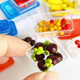 4PCS 1/12 Scale Miniature Dollhouse Food Container Mini Fruit BoxLunch Box Crisper Blyth Doll Accessories Toy