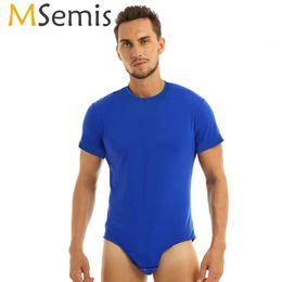 MSemis Men Adults Baby Roleplay Romper One Piece Lingerie Press Crotch T-shirt Bodysuit Short Sleeves Pyjamas Underwear Costumes 240517