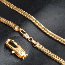 Gold Chain Necklace Fashion Jewellery 18 K 6MM 50CM 20Inch Men Geometric Pattern Snake 240511