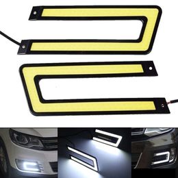 New New U Shape Bright External Styling DRL Daytime COB LED Auto DC 12V Running Light For Car Driving Fog Lamp