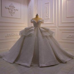 Vestidos de bola sem mangas de ombro elegantes vestidos de noiva 2023 Luxy deslumbrante vestido de camada glitter vestido de novia vestidos de noiva 217i