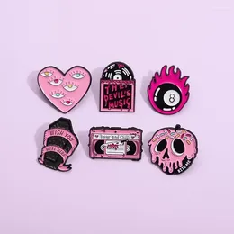 Brooches 6 Pcs Skeleton Radio Love Eye Tape Music Brooch English Alphabet Lapel Pin Clothing Backpack Accessories