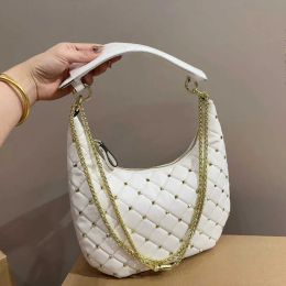 new High Quality hobo Bags Women Tote Purses Clutch Backpack Wallet fashion ladies design metal chain strap crossbody leather bag womans handbag 2024
